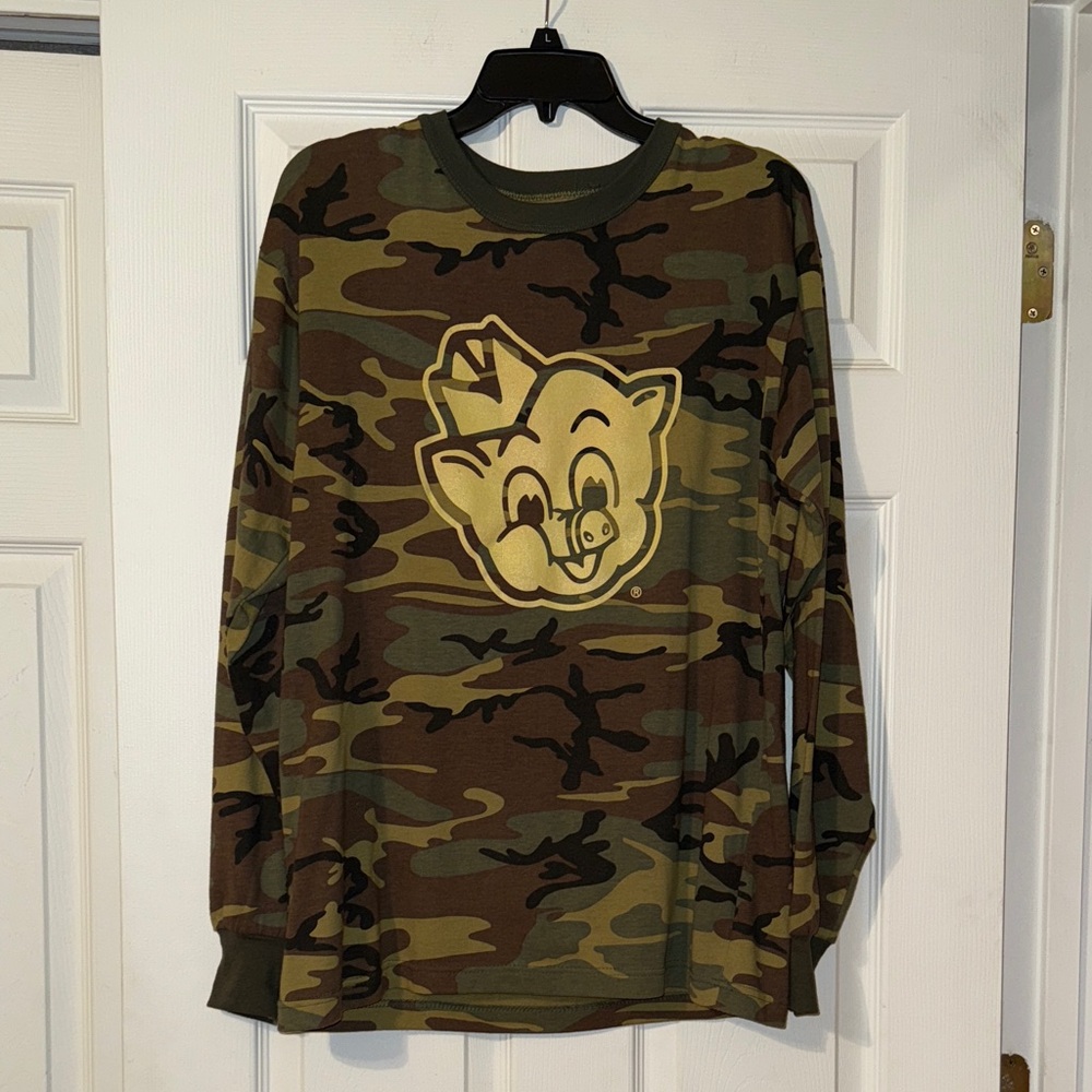 Piggly Wiggly Camouflage Long Sleeve Shirt with Graphic Text